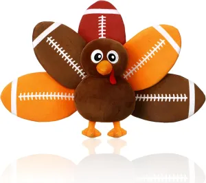 10 Inch Football Turkey Plush Thanksgiving Fall Plush Fall Decor Soft Holiday Turkey Stuffed Animal Gift Football Gifts for Fall Thanksgiving Football Lover Gifts Goodies Bag Fillers
