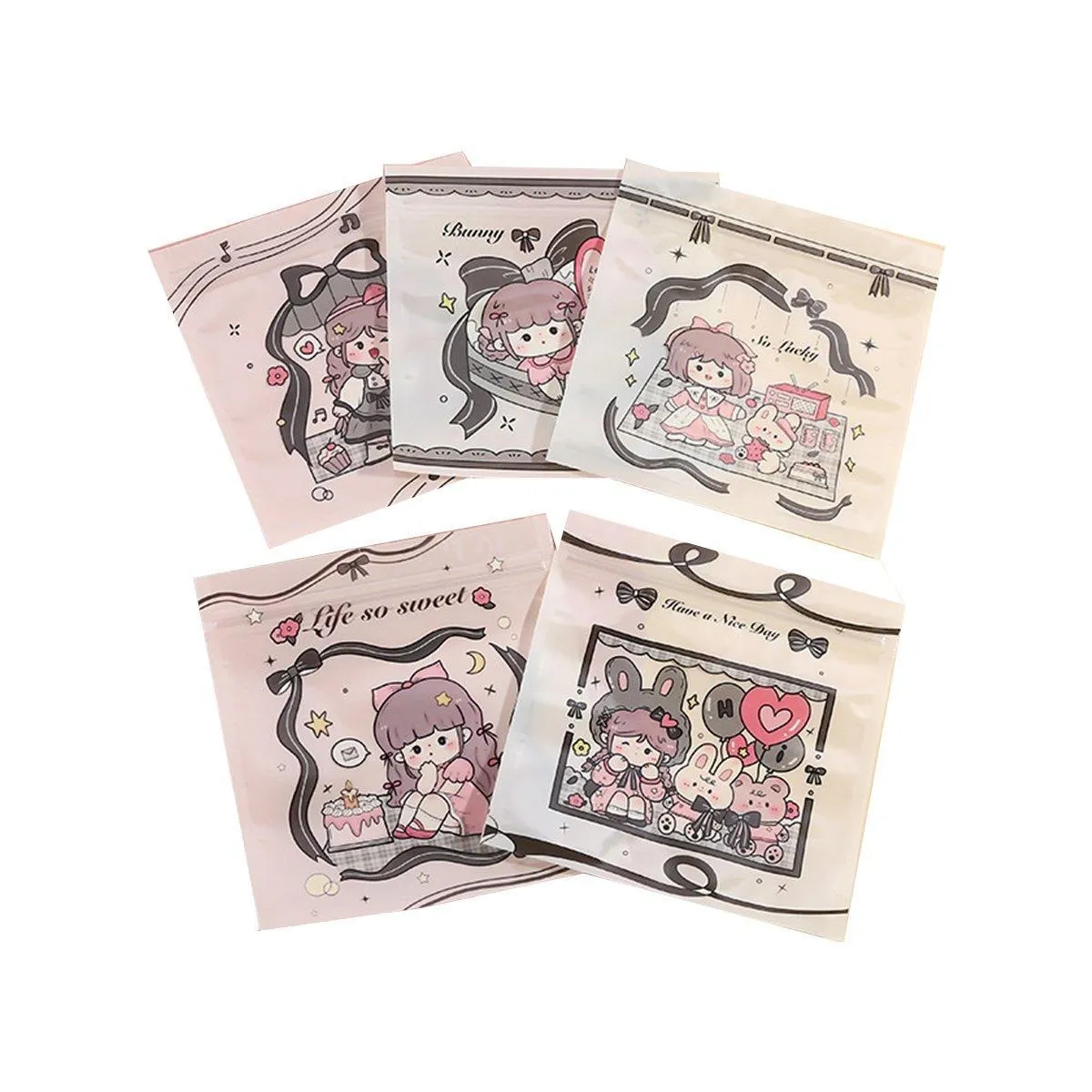 100pcs Cartoon Ziplock Bags For Snacks Candy Cookies Food Safe Plastic Bags