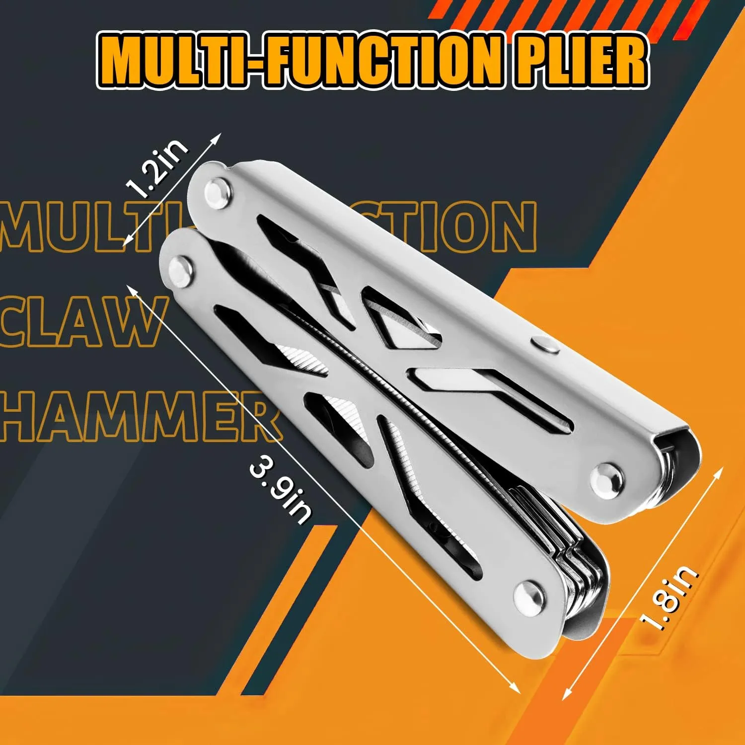 12 in 1 Multitool Pliers Multi Tool for Men, Stainless Steel Multi Tool Pocket Knife, Pliers, Bottle Opener, Screwdriver with Nylon Sheath Outdoor Compact Multi-Tool Gadgets