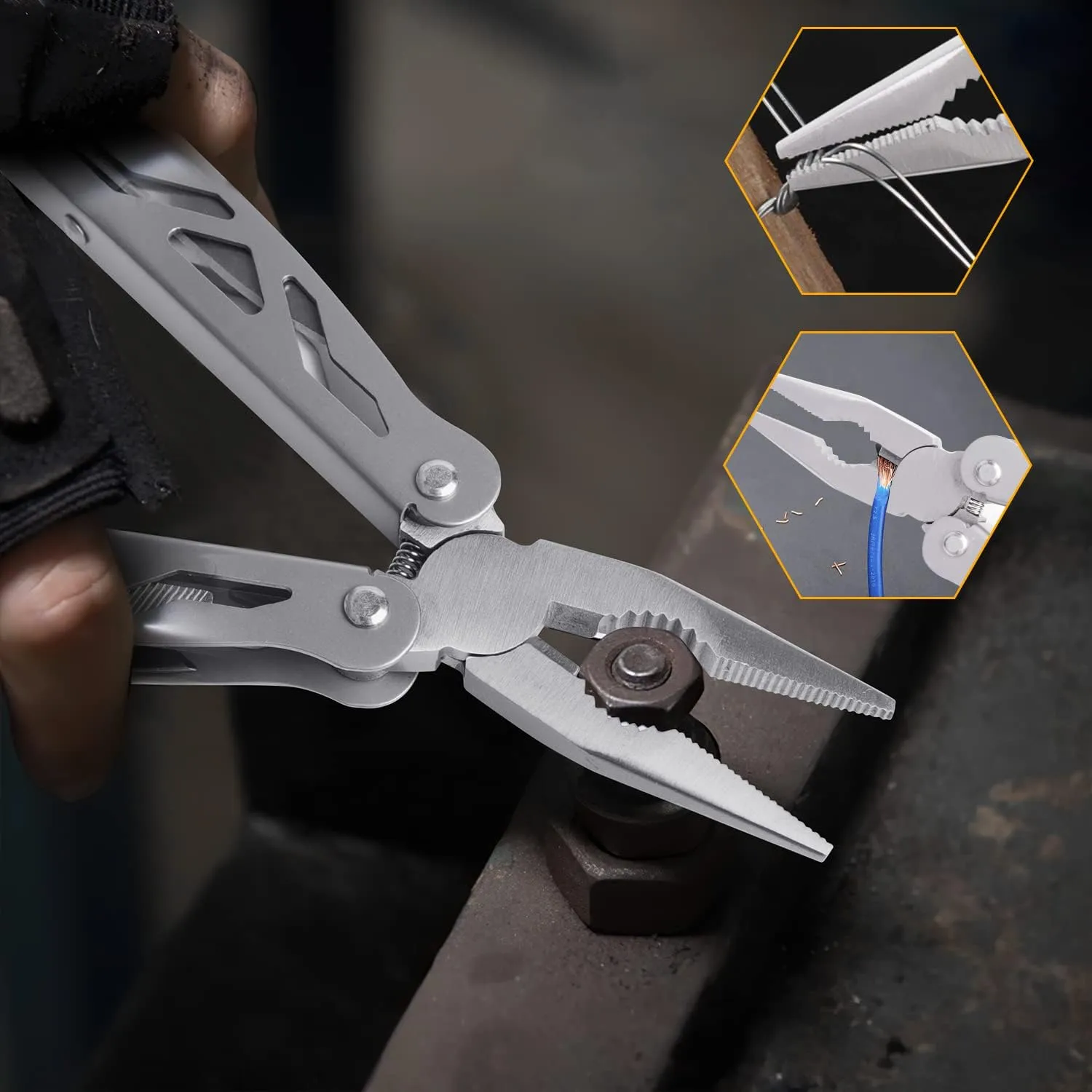 12 in 1 Multitool Pliers Multi Tool for Men, Stainless Steel Multi Tool Pocket Knife, Pliers, Bottle Opener, Screwdriver with Nylon Sheath Outdoor Compact Multi-Tool Gadgets