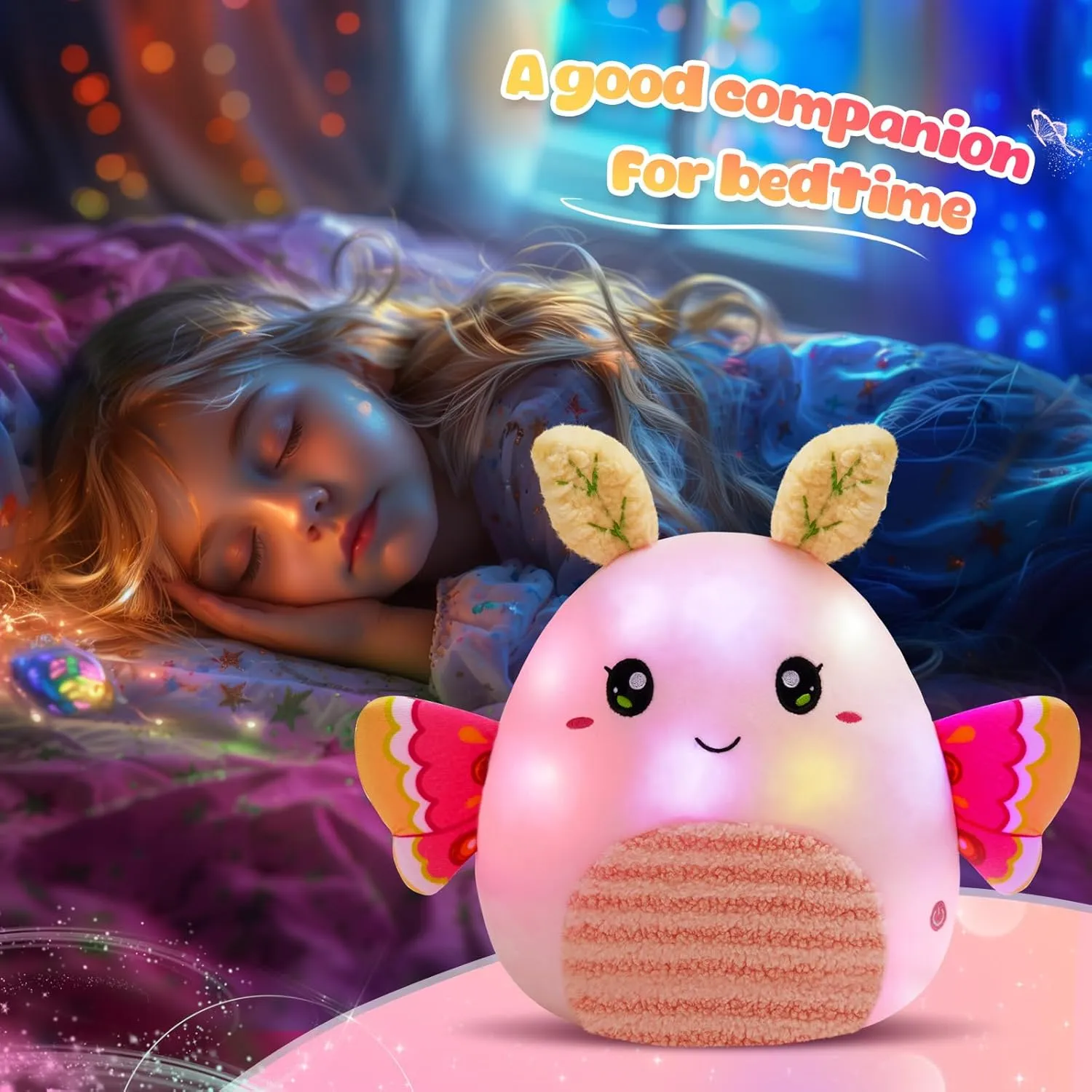 12 Inch LED Cuddly Pink Butterfly Plush Pillow,Super Soft Butterfly Stuffed Animals Plush Toys,Light up Stuffed Plushies Insect Plush Doll Animal Toy for Kids Girls Women Lovers