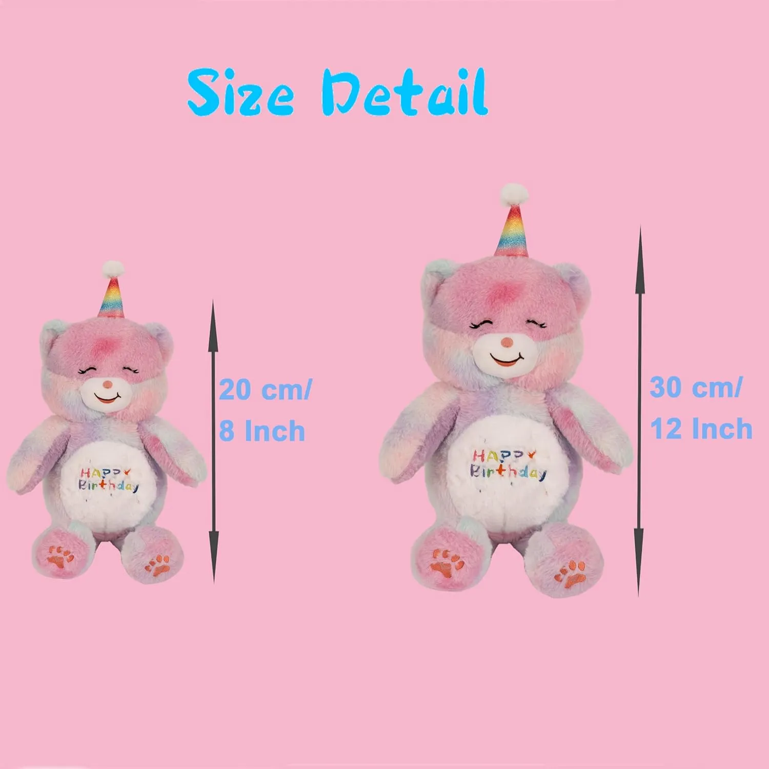12 Inch Rainbow Bear Stuffed Animals Happy Birthday Bear Soft Rainbow Teddy Bear Plush Toys Stuffed Bear Plushies Animal Colorful Teddy Bear Plush Doll Animal Toy for Kids & Lovers…