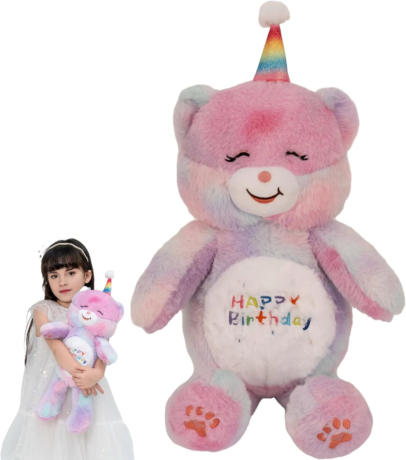 12 Inch Rainbow Bear Stuffed Animals Happy Birthday Bear Soft Rainbow Teddy Bear Plush Toys Stuffed Bear Plushies Animal Colorful Teddy Bear Plush Doll Animal Toy for Kids & Lovers…