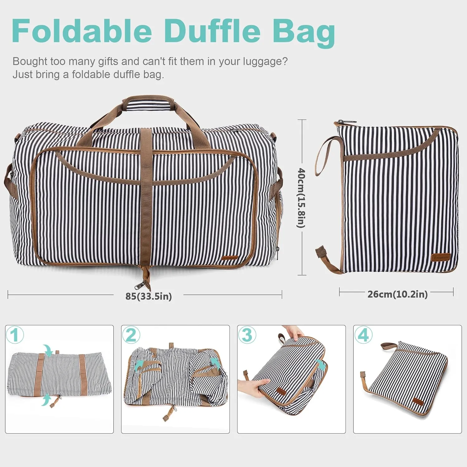 120L Duffle Bag for Travel, Large Foldable Waterproof Travel Duffel Bags Weekender Overnight Bag for Men and Women with Shoe Compartment (Stripe)