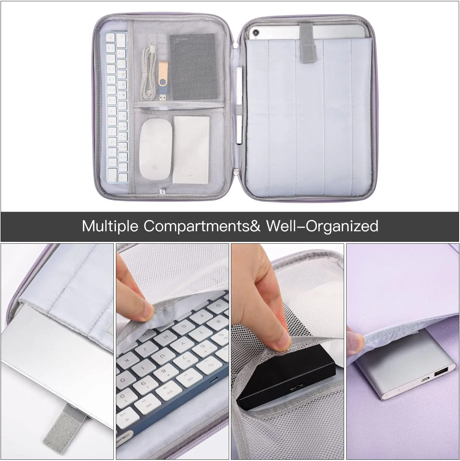 13 Inch iPad Pro Air Sleeve, Chromebook iPad Carrying Sleeve Case Bag for Samsung Galaxy Tab S9  Plus/S9 FE /S8  12.4", Surface Pro 10/9/8/X, iPad Pro 13 M4, Purple