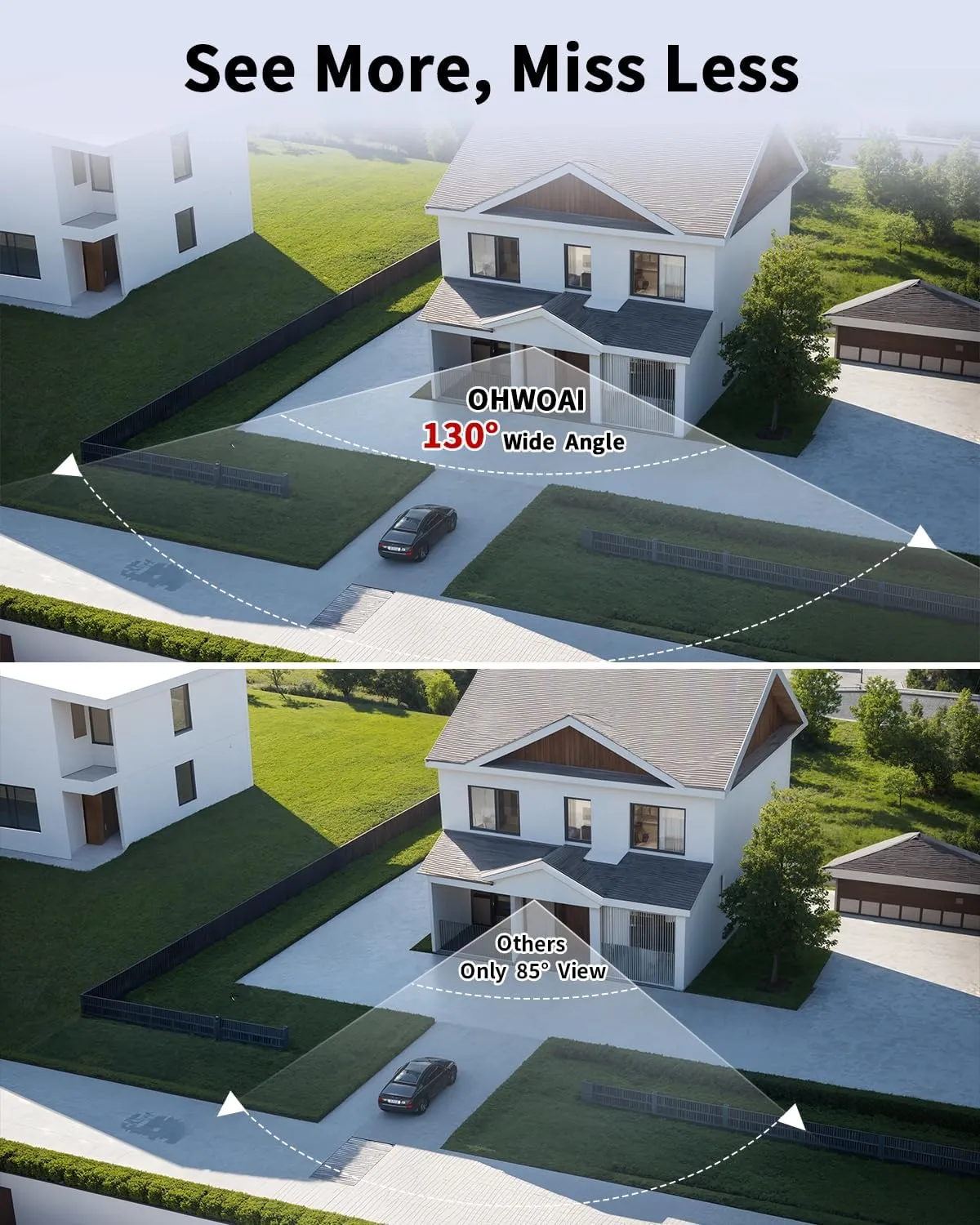 《130°Wide Angle & 100ft Night Vision》Outdoor Security Camera System, IP Wired Cameras, 4K Video Surveillance for Home