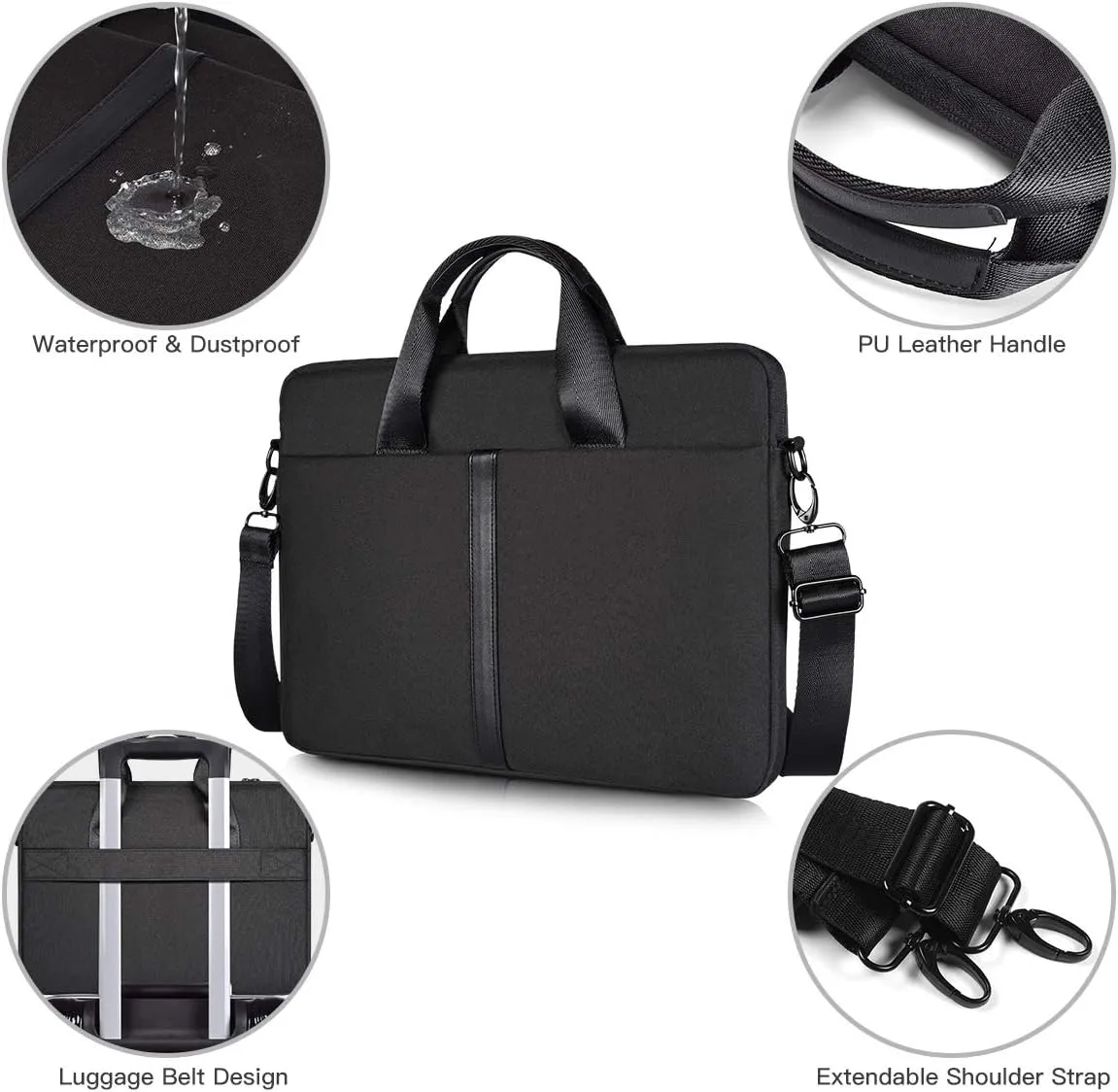 14-15 Inch Laptop Sleeve Shoulder Bag Men Women Briefcase Handbag for MacBook Pro 14 M4/M3/M2/M1, HP Pavilion X360/Chromebook 14", ASUS Chromebook 14, Dell Inspiron 14" Carrying Case, Black