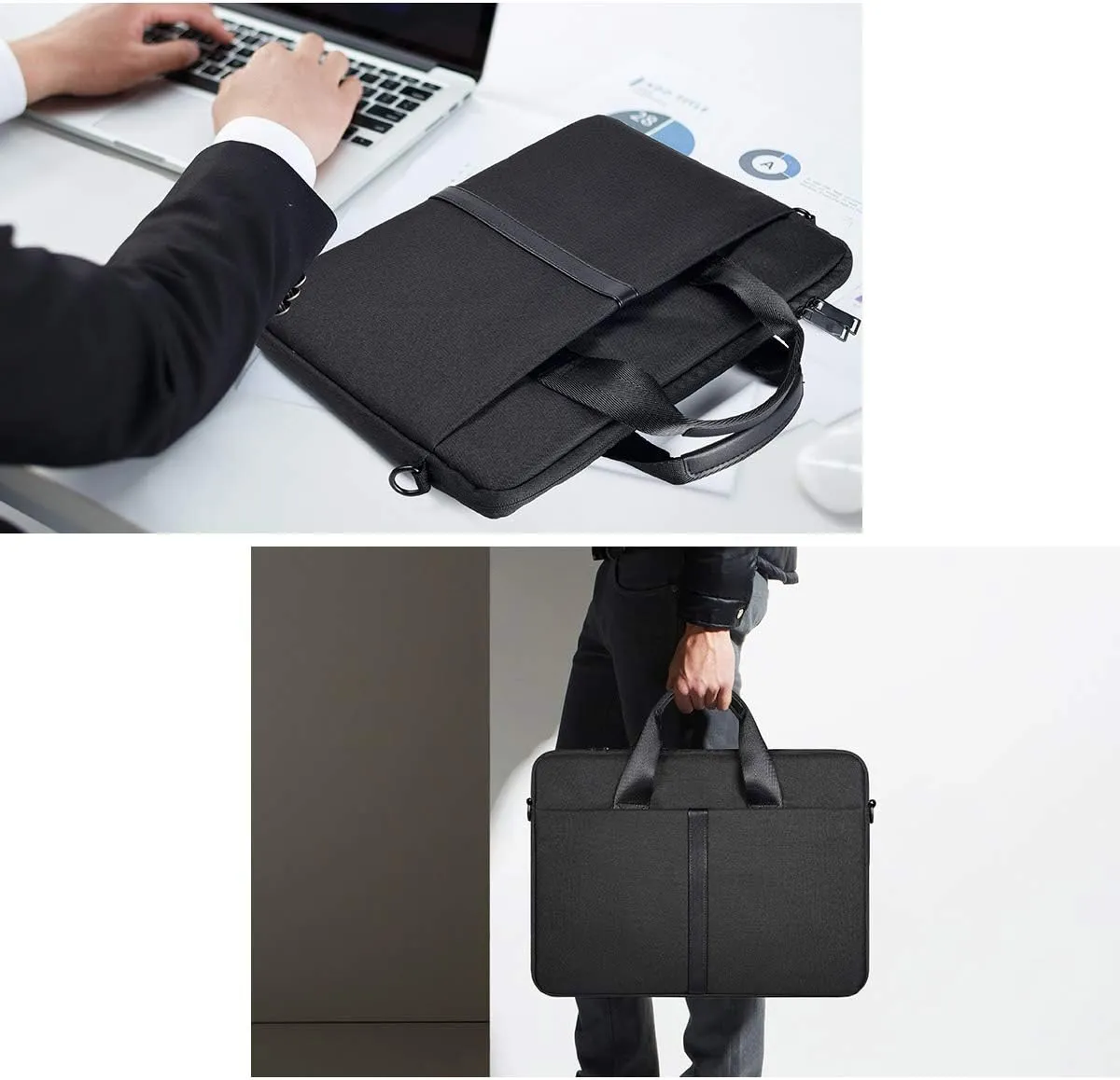 14-15 Inch Laptop Sleeve Shoulder Bag Men Women Briefcase Handbag for MacBook Pro 14 M4/M3/M2/M1, HP Pavilion X360/Chromebook 14", ASUS Chromebook 14, Dell Inspiron 14" Carrying Case, Black