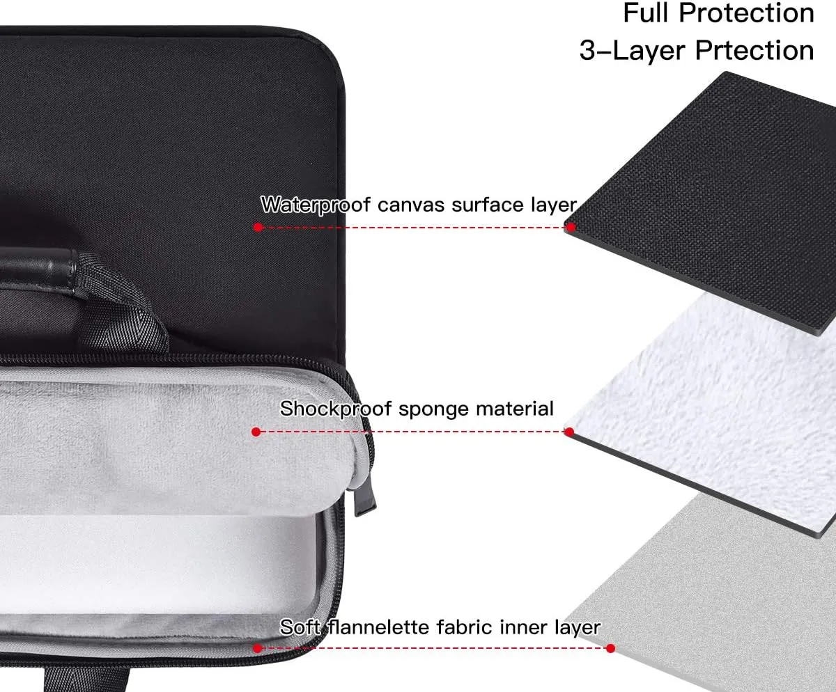 14-15 Inch Laptop Sleeve Shoulder Bag Men Women Briefcase Handbag for MacBook Pro 14 M4/M3/M2/M1, HP Pavilion X360/Chromebook 14", ASUS Chromebook 14, Dell Inspiron 14" Carrying Case, Black