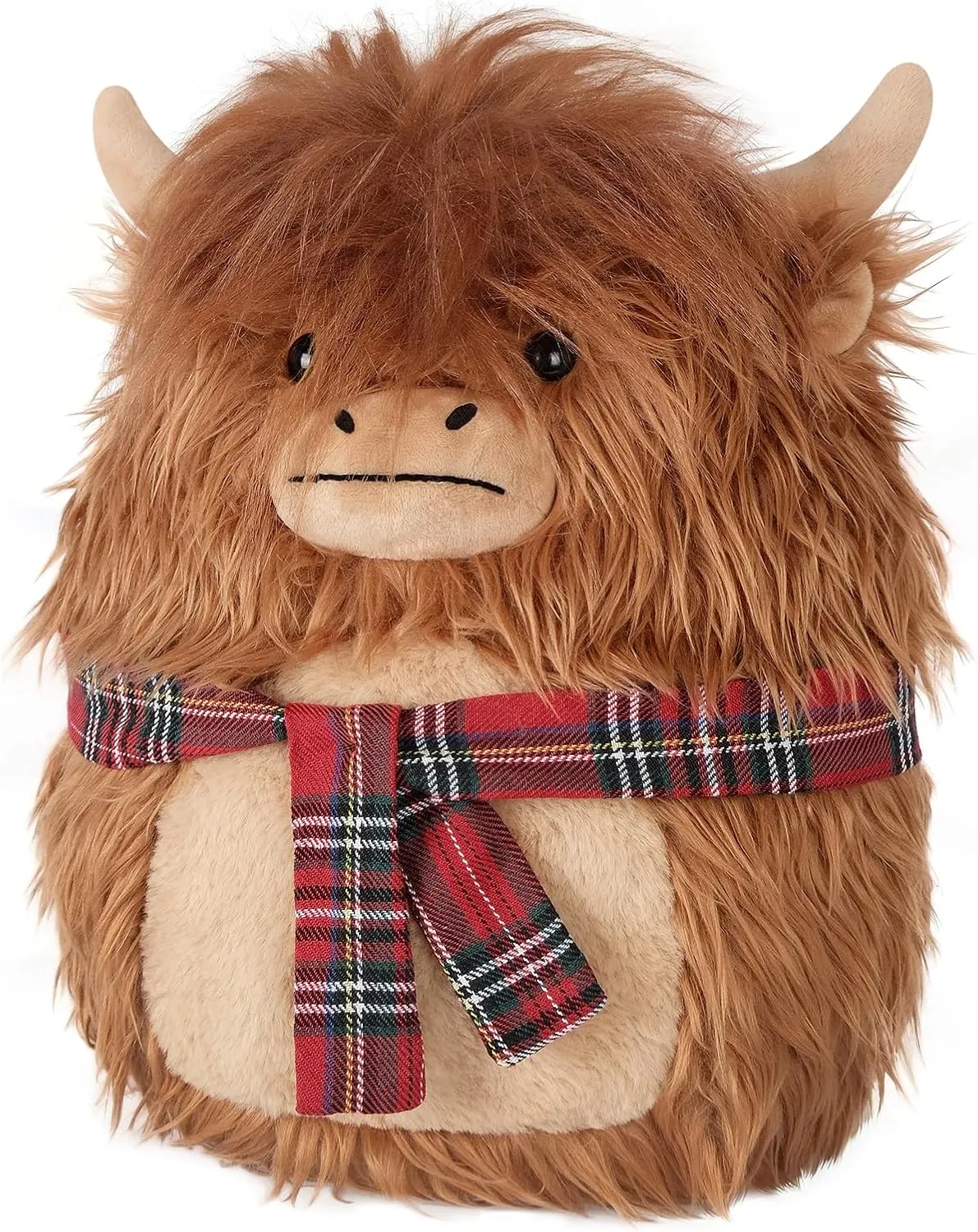 14'' Highland Cow Stuffed Animals Plush Pillows, Scarf Scottish Cattle Plushies, Soft Stuffed Cow Plush Toys for Cuddle & Squish, Plushies Decor Highland Cow Gifts for Kid Adult