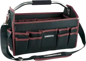 16 In Tool Carrier, Open Top Tool Tote 30 Pockets, Waterproof Tool Bag For Men, Foldable Wide Mouth Electricians Tool Bag, With Stainless Steel Handle and Removable Shoulder Strap