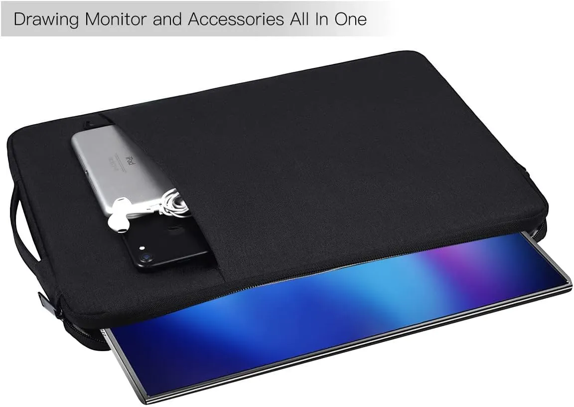 18.5 Inch Portable Monitor Case Sleeve Bag Compatible with Most Large 18.5 Inch Portable Monitor Water Resistant Carrying Pouch Bag with Pocket(18.1x11.8 Inch)