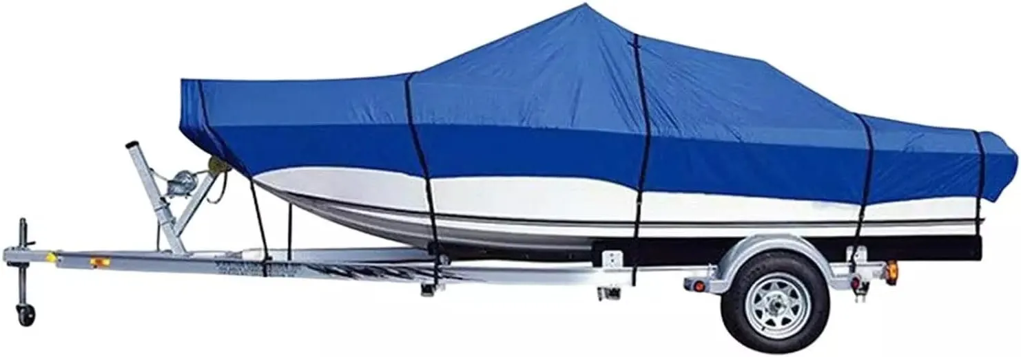 19-21ft Waterproof Boat Cover 420d Marine Grade Oxford Cloth V-Hull Boat Mooring Cover Dust-Proof Anti-Uv Protection Trailerable T-Top Boat Cover