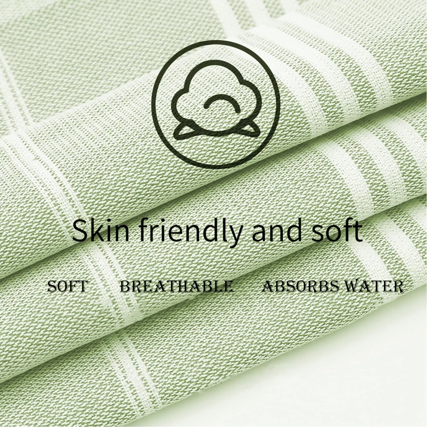 1pcs Large Turkish Cotton Poncho Towel Surf Poncho Changing Robe with Hood and Front Pocket Absorbent Wearable Towel Hooded Beach Towel for Adult Man Women Beach Pool (Green, Medium)