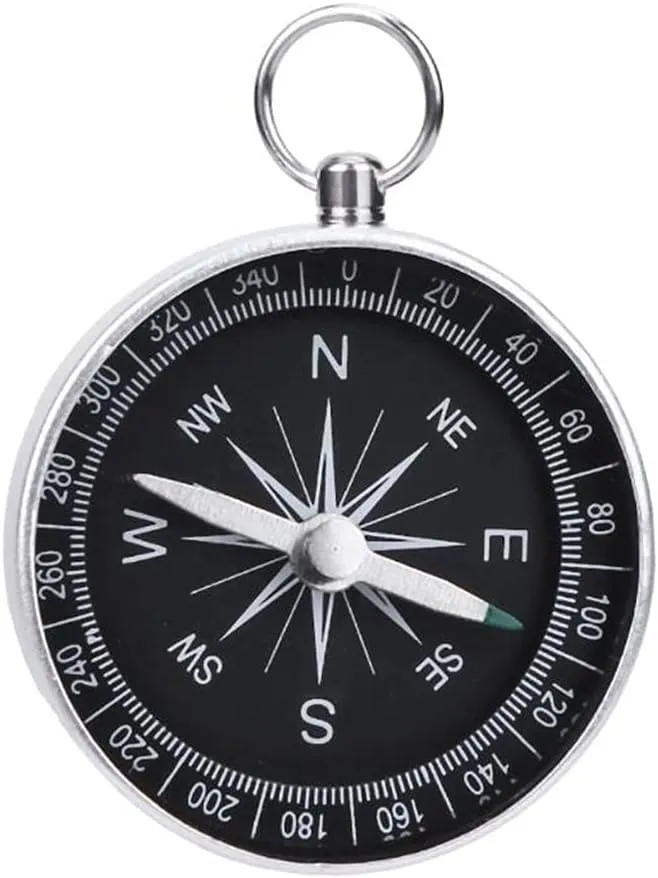 1pcs Travel Camping Hiking Compass Tool Portable Aluminum Emergency Compass Navigation with Keychain Outdoor Tools