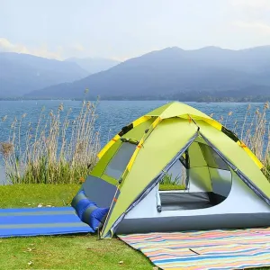 2-4 Person Fully Automatic Camping Tent - Outdoor Shade Canopy Instant Sun Shelter Waterproof Tarp for Wilderness Survival Mountaineering Cabana