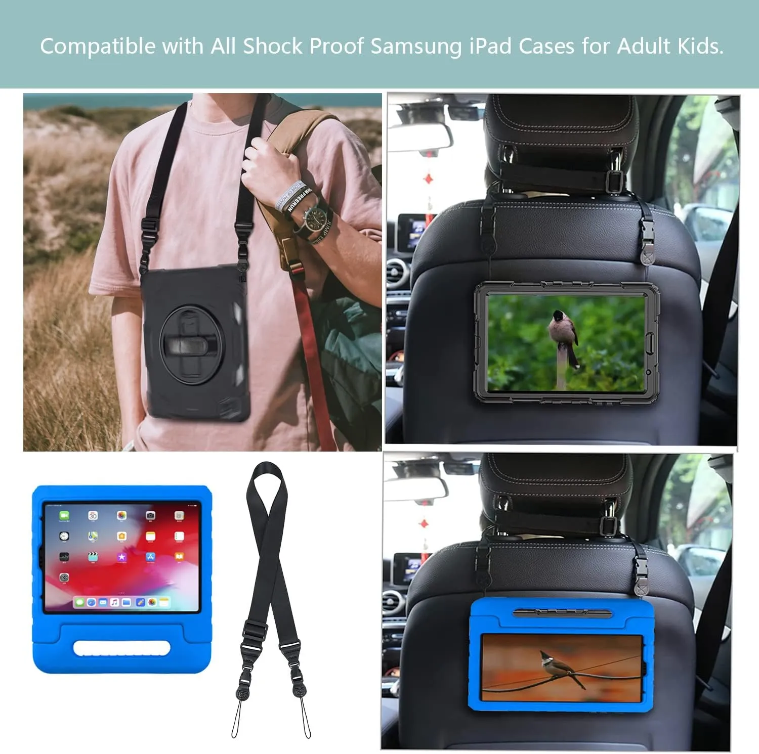 2 Pack Adjustable Shoulder Strap:Comfortable for iPad Strap Nylon Neck Lanyard for iPad/Samsung Tablet Case,Camera Binocular Crossbody Laptop Luggage Bag