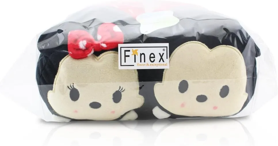 2 Pcs Set Mickey Minnie Plush Travel Pillow Stackable Long Cushion for Long Flight car Ride Cruise
