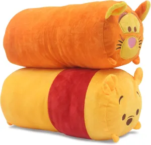 2 Pcs Set Pooh Bear and Friends Plush Travel Pillow Stackable Long Cushion for Long Flight car Ride Cruise