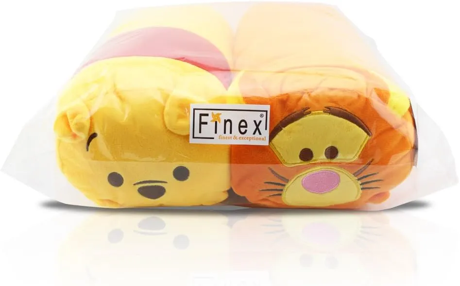 2 Pcs Set Pooh Bear and Friends Plush Travel Pillow Stackable Long Cushion for Long Flight car Ride Cruise