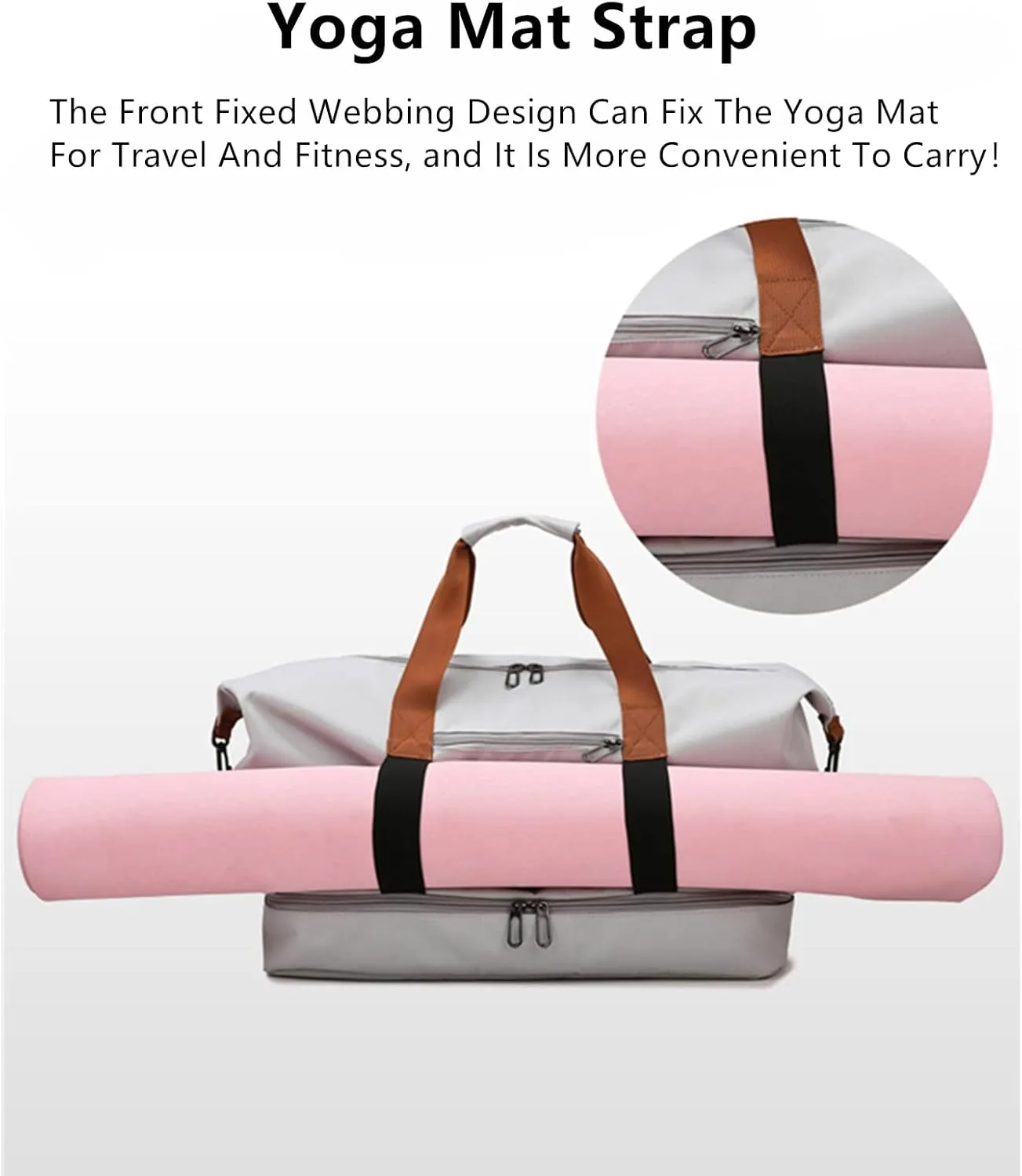 2023 New Dry/Wet Separation Travel Bag with Shoe Compartment, Travel Duffle Bag with Attachable Shoulder Strap, Women's Sports Gym Tote, Large Capacity & Lightweight & Waterproof (Gray-A)