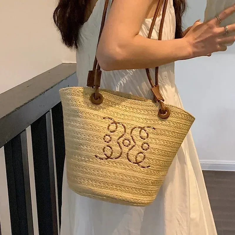 2024 Summer Woven Straw Beach Bag