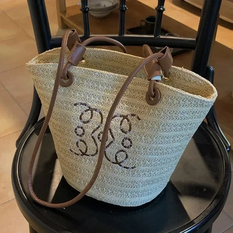 2024 Summer Woven Straw Beach Bag