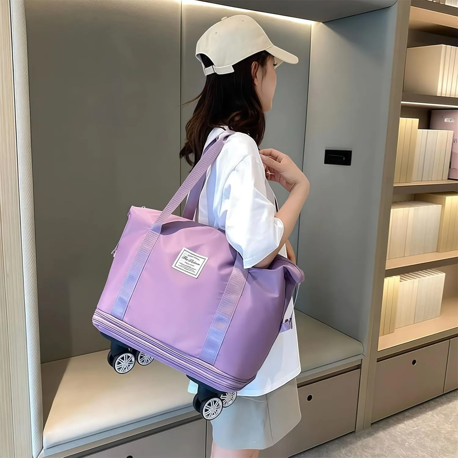 2025 New Kulken Travel Bag with Wheels, Kulken Travel Bag, Expandable Foldable Duffle Bags, Dry and Wet Separation (Purple)