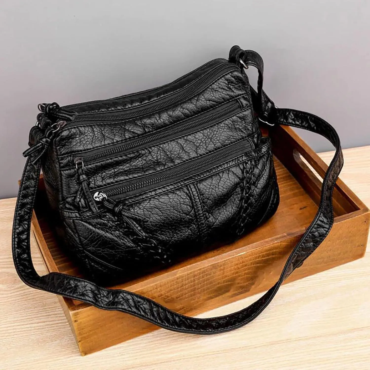 2025 New Leather Bag,Mom Bag, Ladies' Multi Compartment Crossbody Bag, Large Capacity Soft Leather Bag, Multifunctional Travel Bag