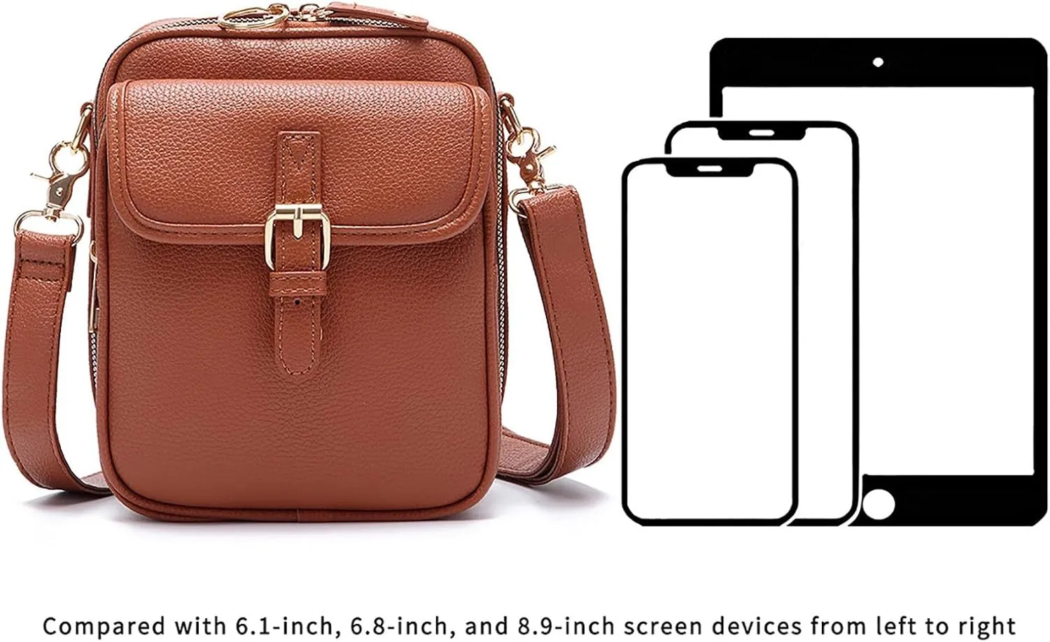 2025 Upgraded Vintage Double - Layer Leather Crossbody Bag: Multi - Compartment, Large Capacity Messenger Purse with Buckle