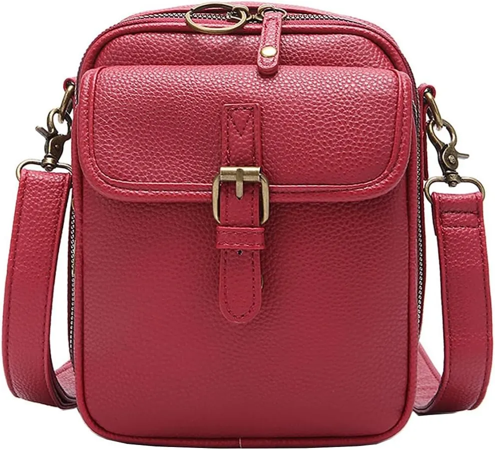 2025 Upgraded Vintage Double - Layer Leather Crossbody Bag: Multi - Compartment, Large Capacity Messenger Purse with Buckle