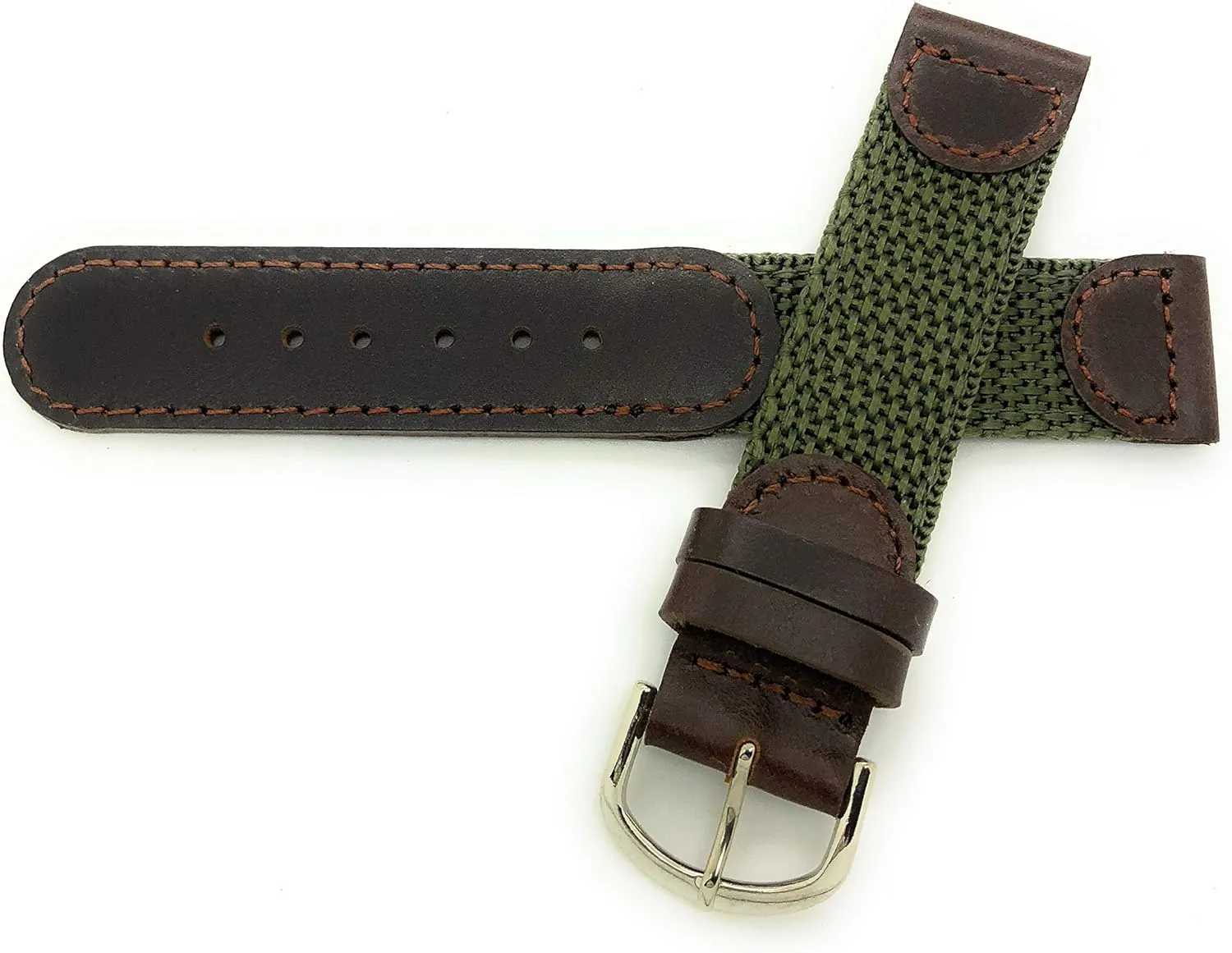 20mm Canvas Nylon Leather Watch Band Swiss Army Style