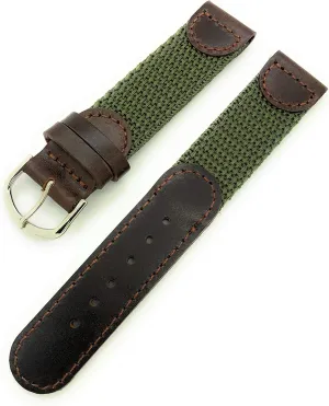 20mm Canvas Nylon Leather Watch Band Swiss Army Style