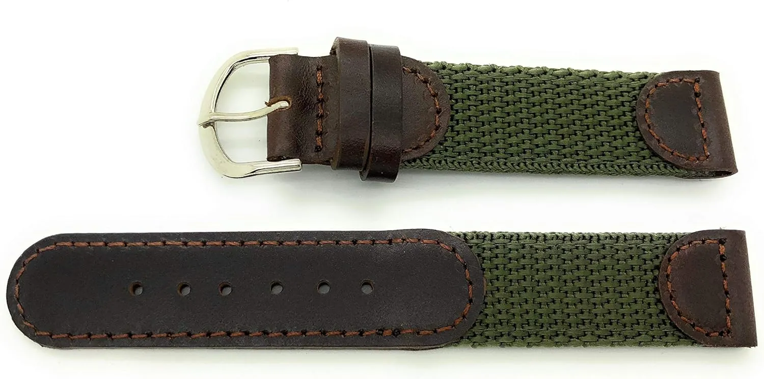 20mm Canvas Nylon Leather Watch Band Swiss Army Style