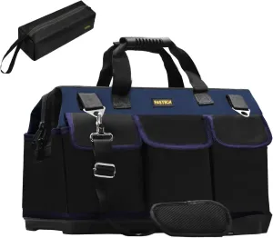 22in Heavy Duty Bottom Tool Bag With Wide Mouth For Tool Storage, Carrier and Organizer, Tool Bag for Men/Women, Wide Mouth Tool Bag With Inside Pockets (22 Inch)