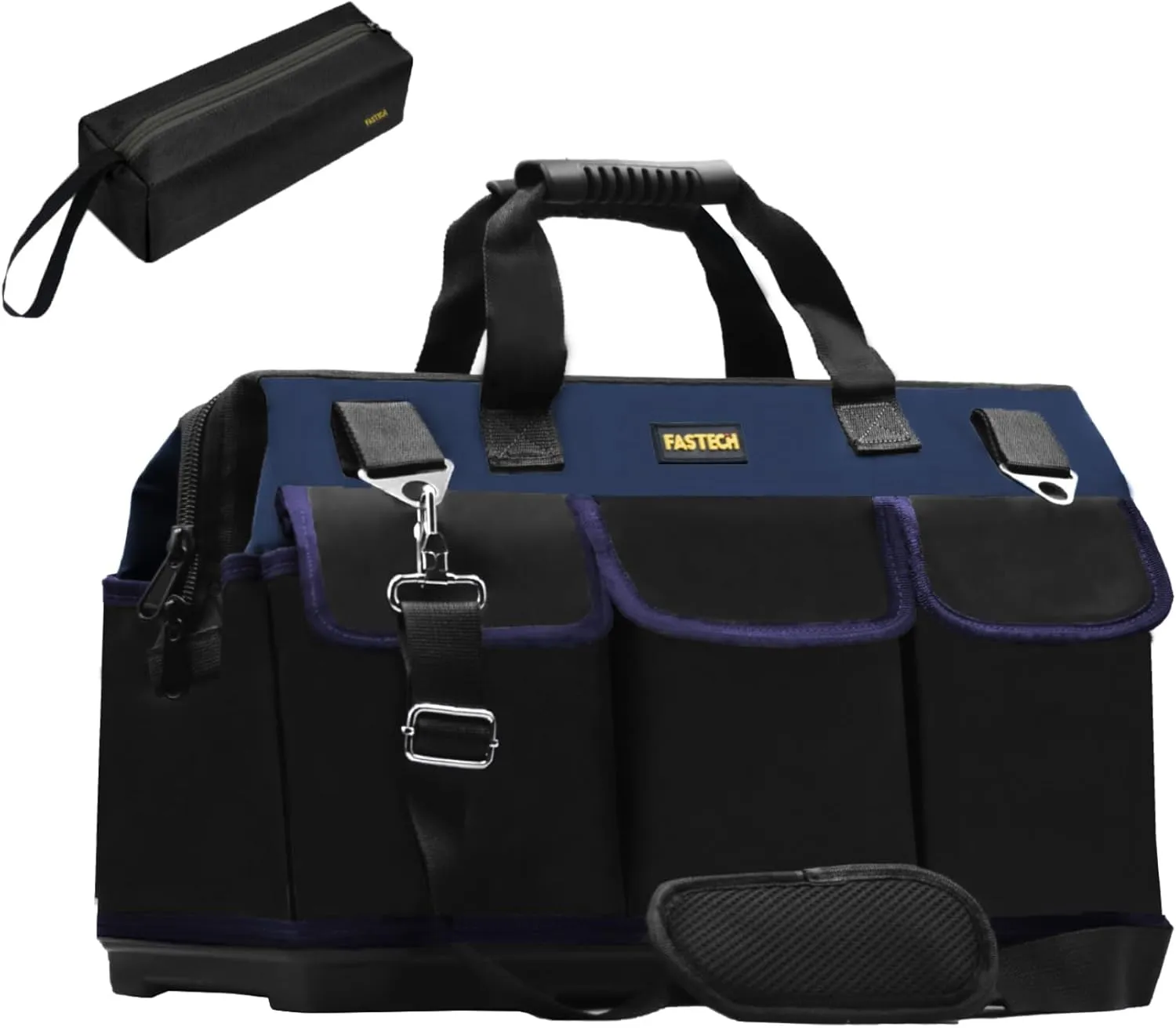 22in Heavy Duty Bottom Tool Bag With Wide Mouth For Tool Storage, Carrier and Organizer, Tool Bag for Men/Women, Wide Mouth Tool Bag With Inside Pockets (22 Inch)