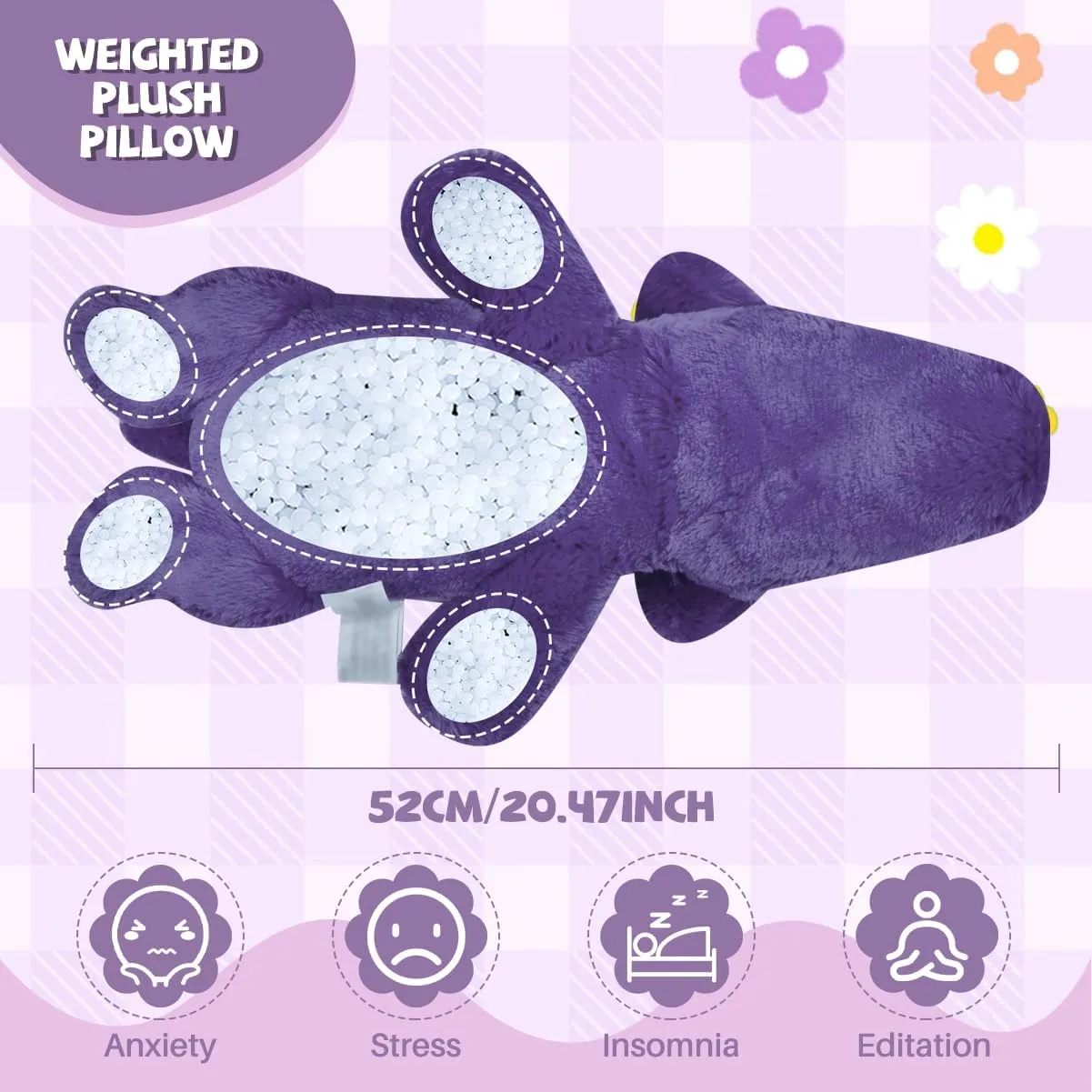 2.2Pounds Dragon Stuffed Animal 20.5" Weighted Stuffed Animals Soft Dragon Plush Giant Purple Dragon Plush Toy Weighted Stuffy Plushies Sleeping Pillow for Kids Baby Birthday Gifts