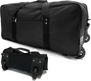 29-Inch Foldable duffle bag with Wheels - Extra Large Rolling Duffel Bag with Wheels, Foldable Heavy-Duty Cargo Duffel for Travel, Camping & Moving, Water-Resistant 600D Oxford, Black