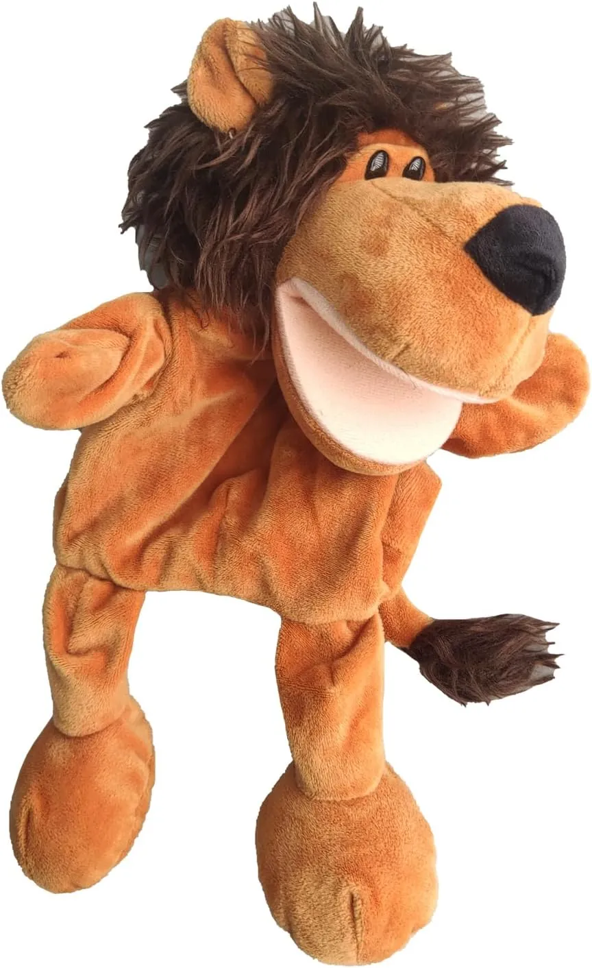 2PC Hand Puppet Realistic Plush Animal Hand Puppet Children's Animal Glove Toy Little Finger Mini puppetshark Toys (Rhino Lion)