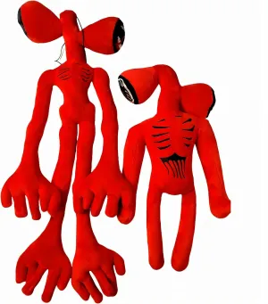 2PCS Siren Head Plush Toys Limbs Movable Double-Head Horror Plush Toys Cartoon Cat Cartoon Dog Halloween Christmas Horror for Home Party Gift Birthday Gift (Red)