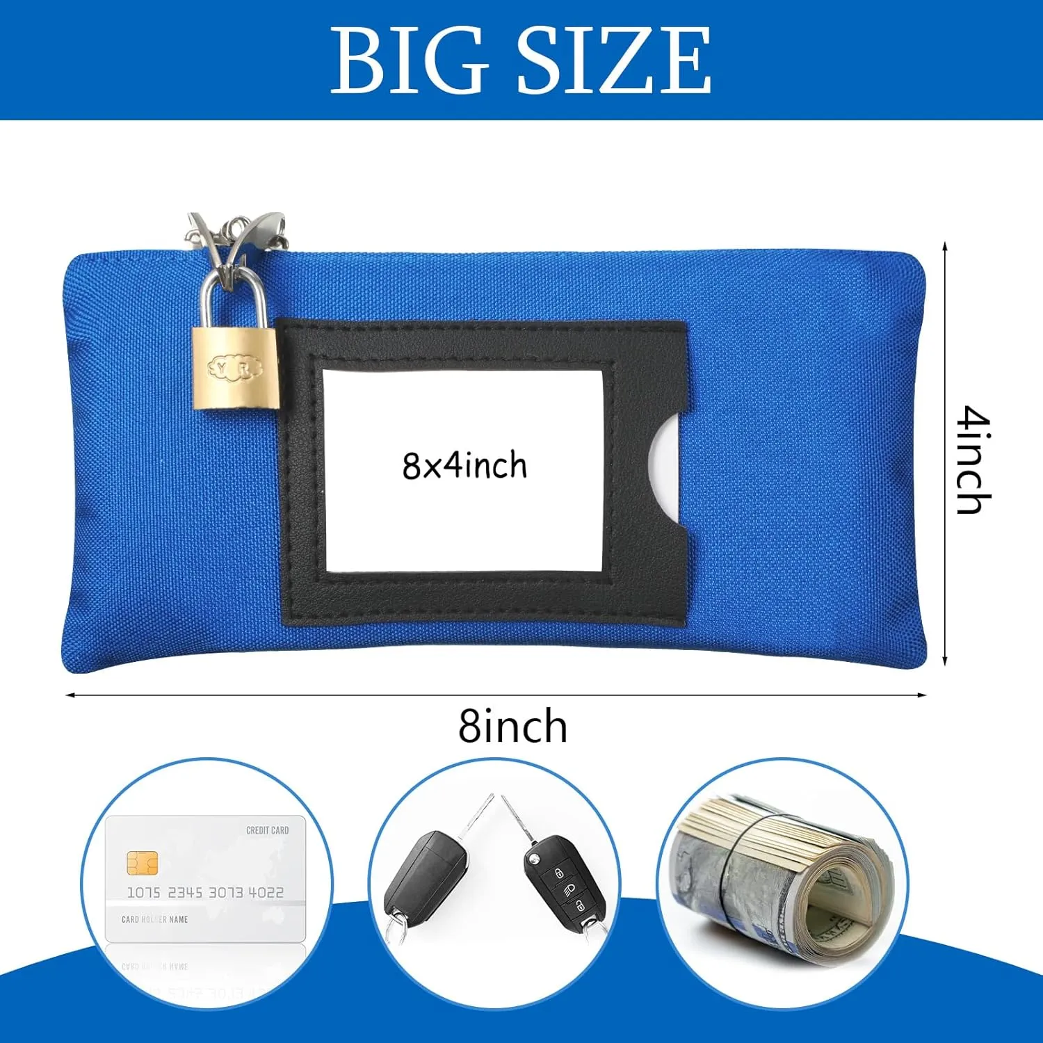 3 Pieces Waterproof Cash Bags with Lock and Zipper Money Oxford Cloth Document Bags with 6 Keys for Bank Deposits Business Personal(8 x 4'',Dark Blue,Black,Dark Grey)