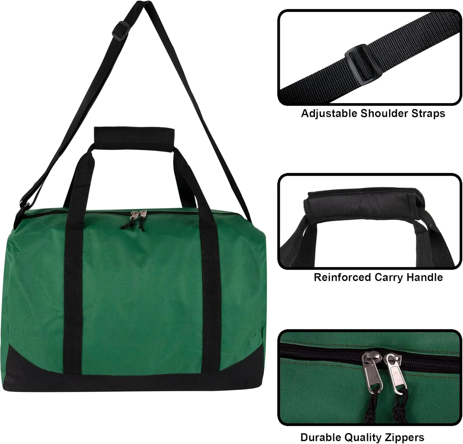 30 Liter, 17 Inch Canvas Duffle Bags for Men and Women – Travel Weekender Overnight Carry-On Shoulder Duffel Tote Bags (Green)