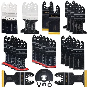 30PCS Oscillating Saw Blades, Universal Titanium Multitool Blades for Wood Plastics Metal, Quick Release Multi Tool Kits Fit Bosch Ryobi Milwaukee Rockwell Fein