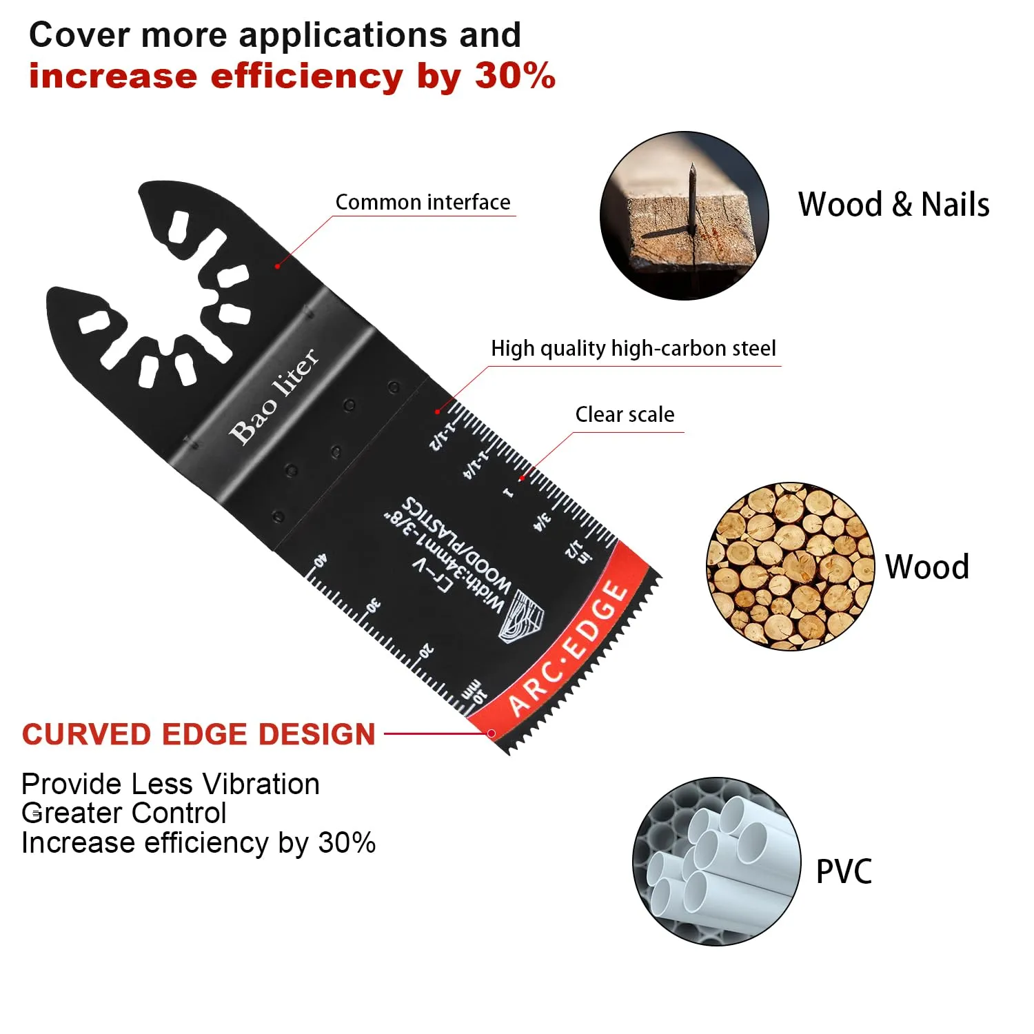30PCS Oscillating Saw Blades, Universal Titanium Multitool Blades for Wood Plastics Metal, Quick Release Multi Tool Kits Fit Bosch Ryobi Milwaukee Rockwell Fein