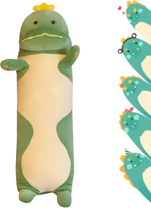 37.40'' Long Dinosaur Plush Pillow Toy Dinosaur Stuffed Animals Cute Cartoon Sleeping Soft Long Body Pillow Gift for Kids (Green)
