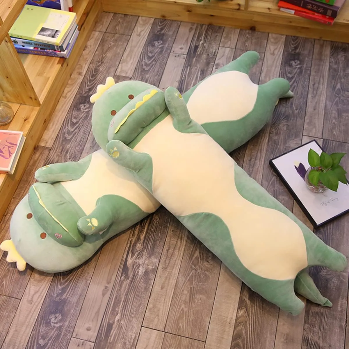 37.40'' Long Dinosaur Plush Pillow Toy Dinosaur Stuffed Animals Cute Cartoon Sleeping Soft Long Body Pillow Gift for Kids (Green)