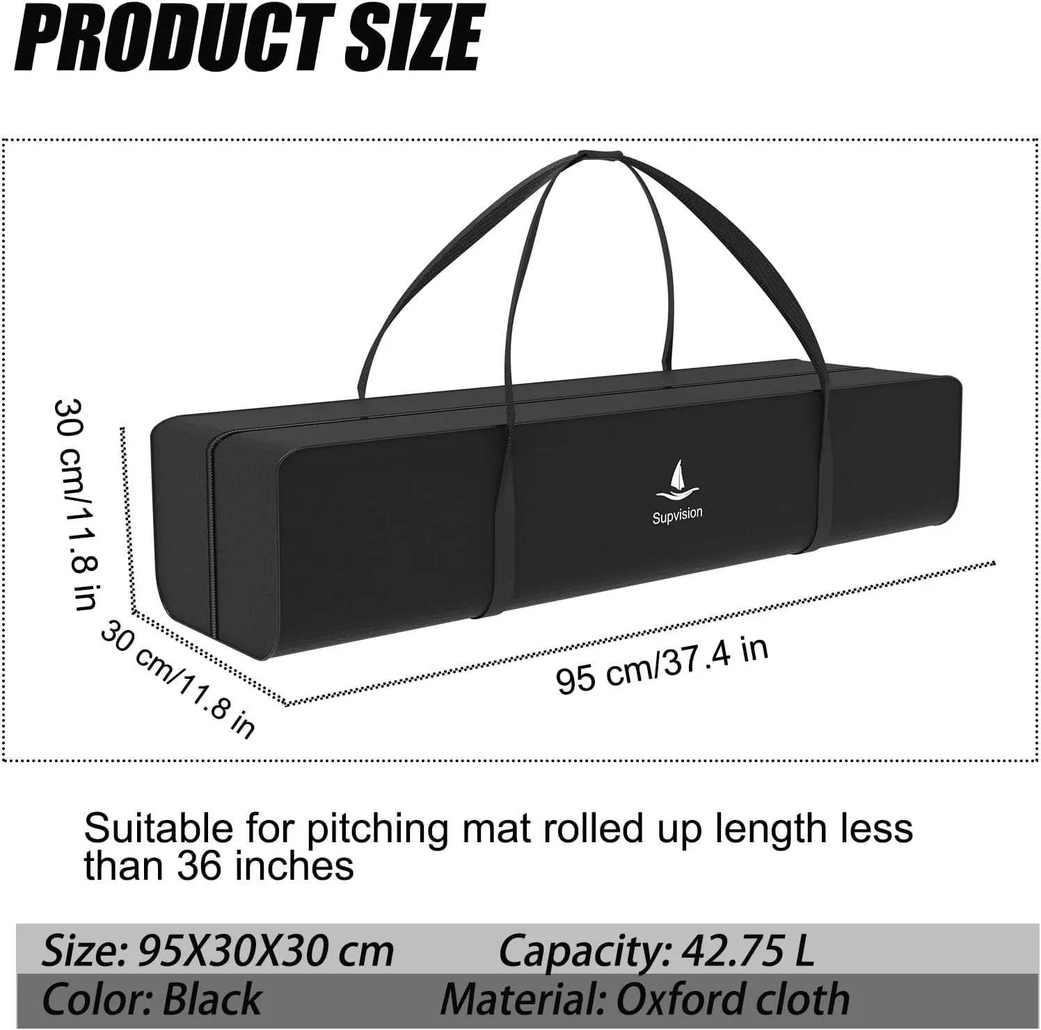 37.4in Foldable Duffle Bag for Pitching Mat Rolled up Length Less Than 36in Extra Large Tote GymBag for Travel Camping Sports Equipment Storage with Zippers and Handles Sport Oxford Bags