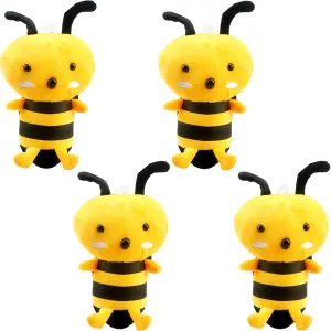 4 Pack 8 Inch Bee Plush Toy Stuffed Bumblebee Cute Soft Honeybee Stuffed Animal for Birthday Baby Shower Animal Theme Party Favor Decoration