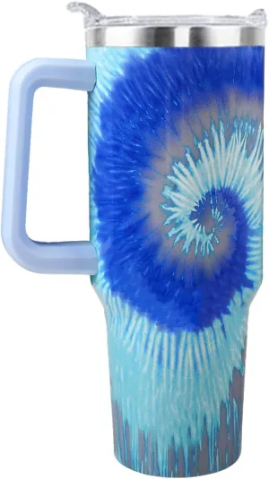 40 oz Tumbler with Handle and Straw Lid Leak Proof, Rainbow Design Coffee Travel Mug with Handle Insulated for Hot and Cold Drink Ice, Mother's Day Birthday Gifts for Women Mom