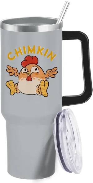 40 oz Tumbler with Handle Chimkin Derpy Chicken Tumbler with Lid and Straw Insulated Tumblers Stainless Steel Tumbler